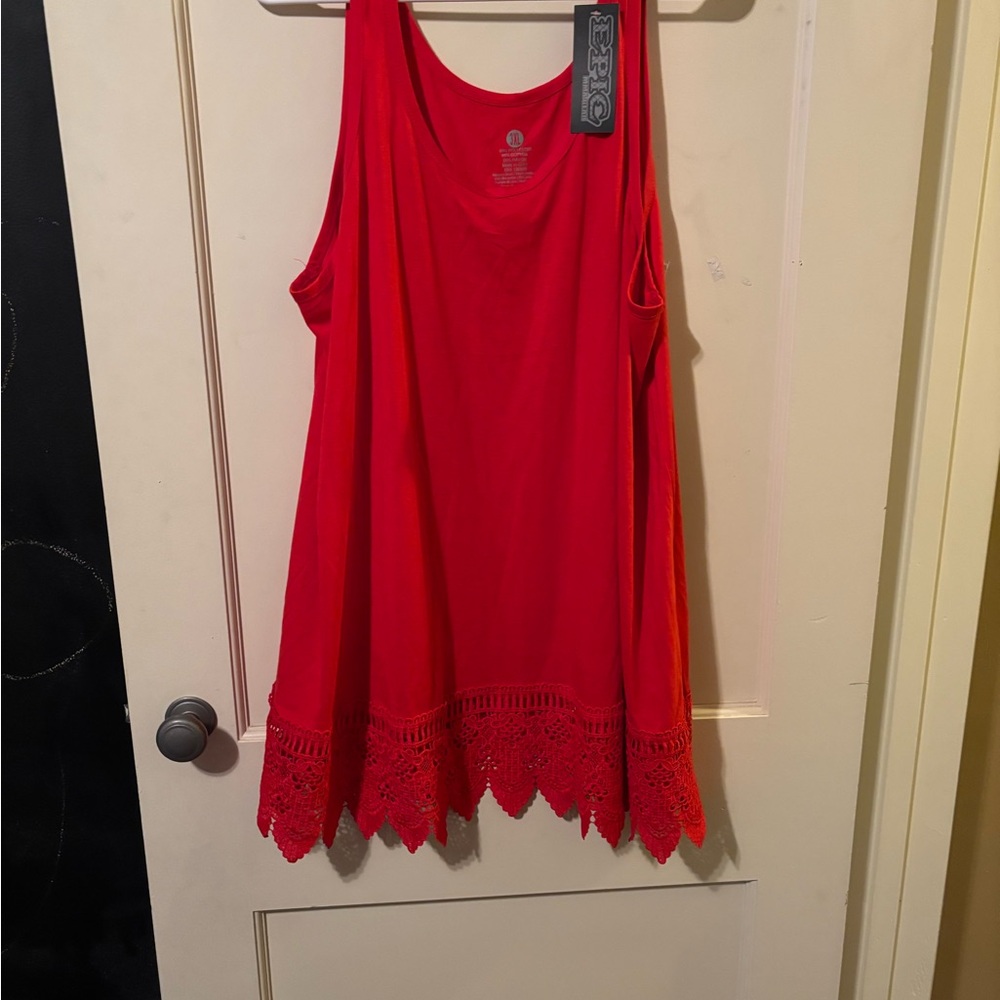 Epic Threads Red Tank Top with Lace Hem